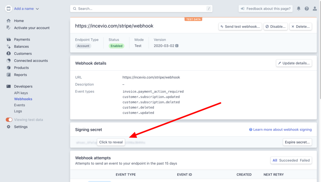 Stripe webhooks secret