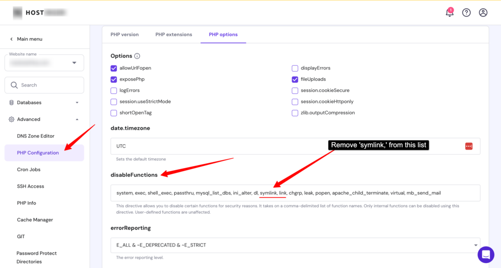 Enable symlink on cPanel