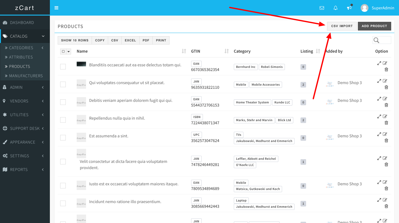 Products Bulk Import – zCart Documentation