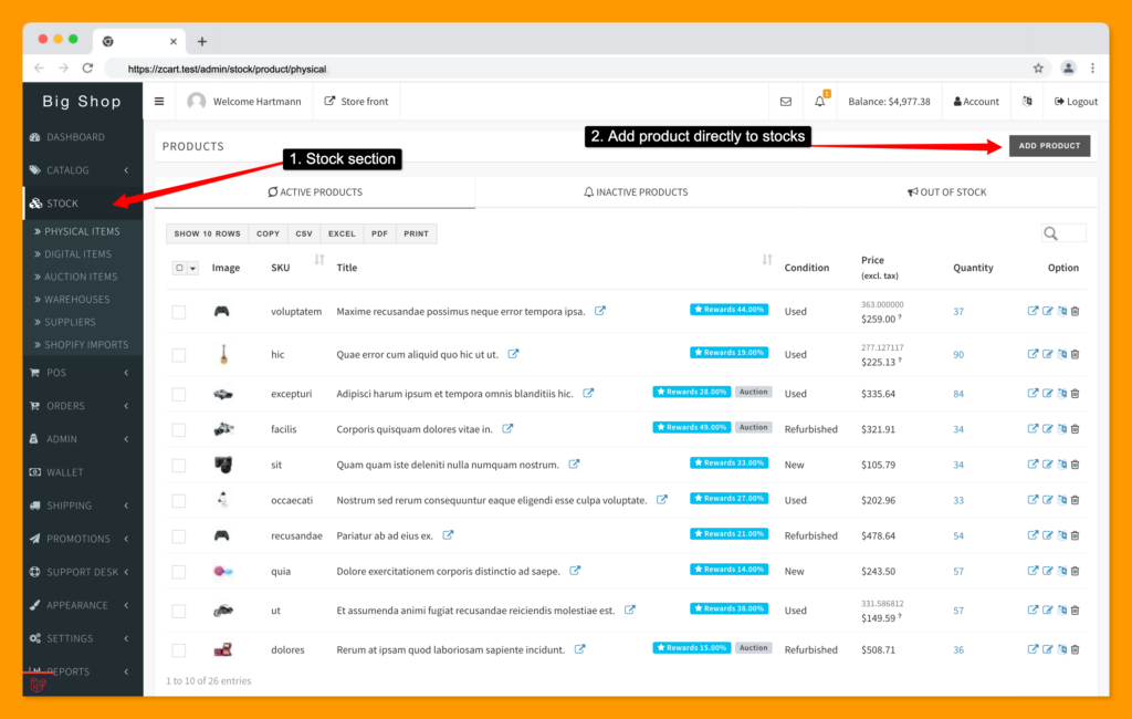 zCart Catalog System