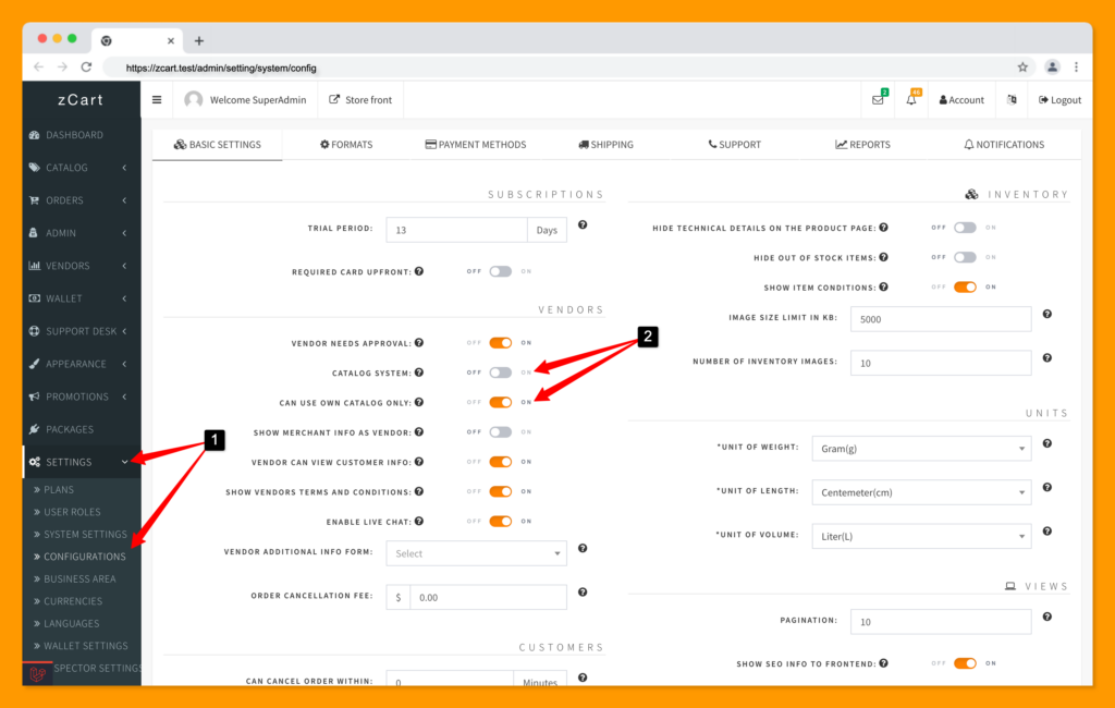 zCart Marketplace Config