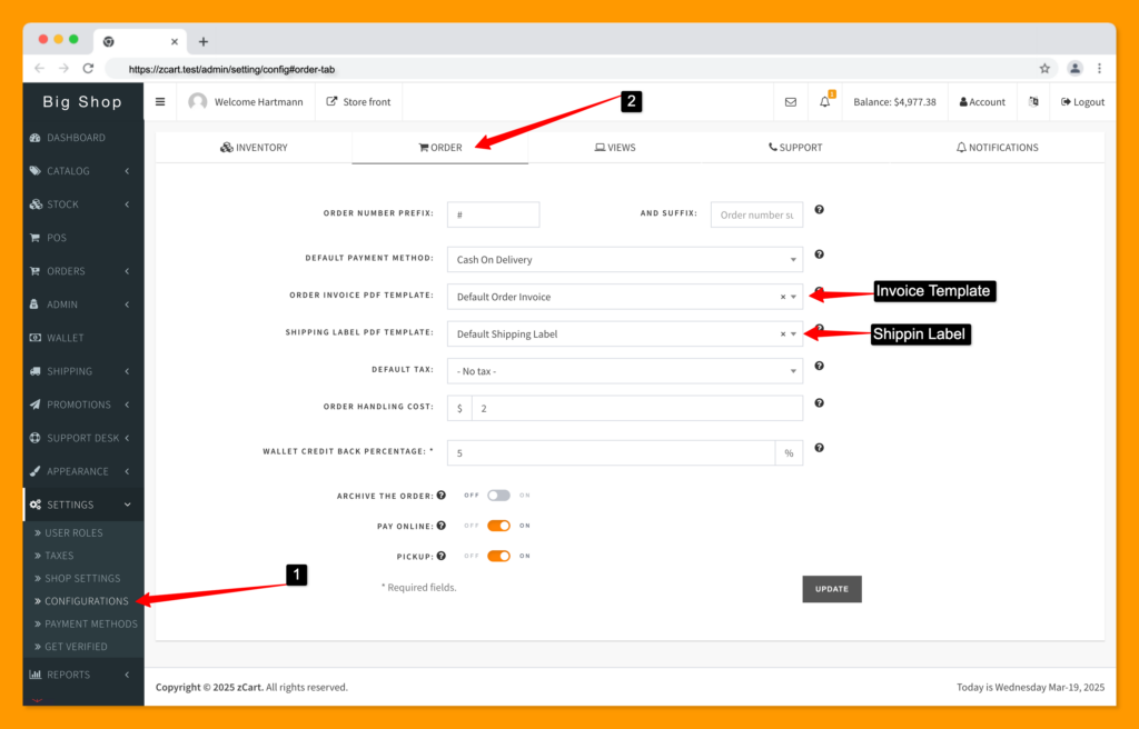 zCart Custom Invoice Template