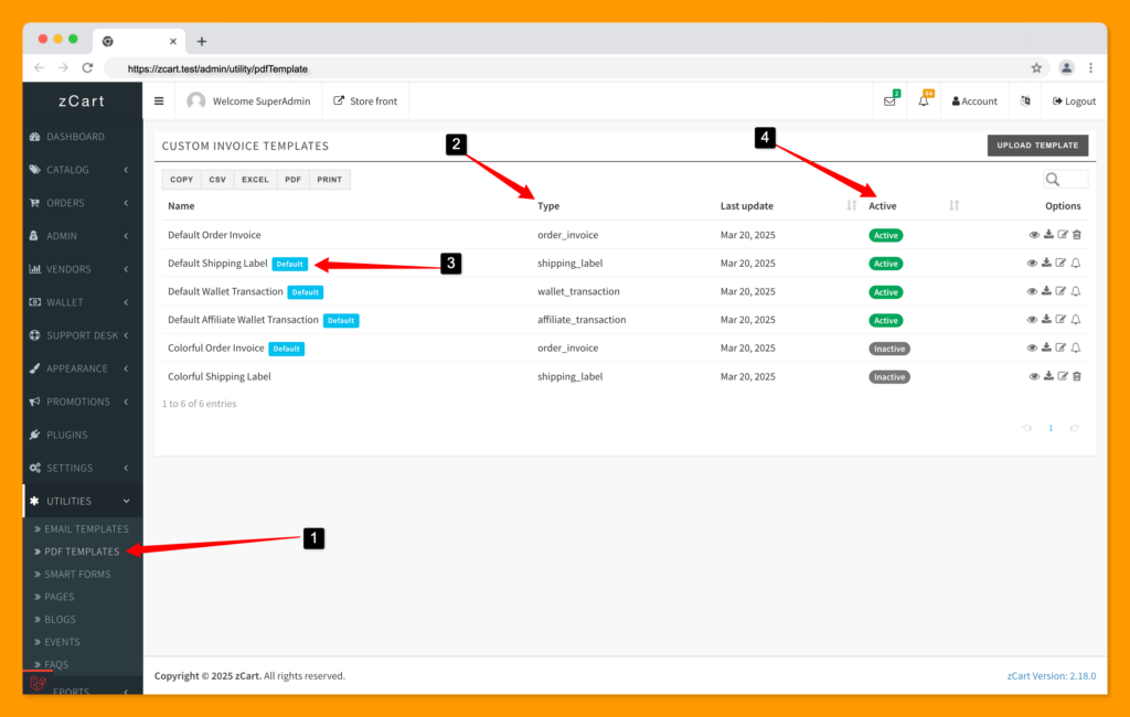 zCart custom pdf templates