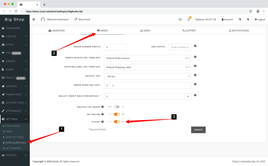 zCart Shipping Pickup Option